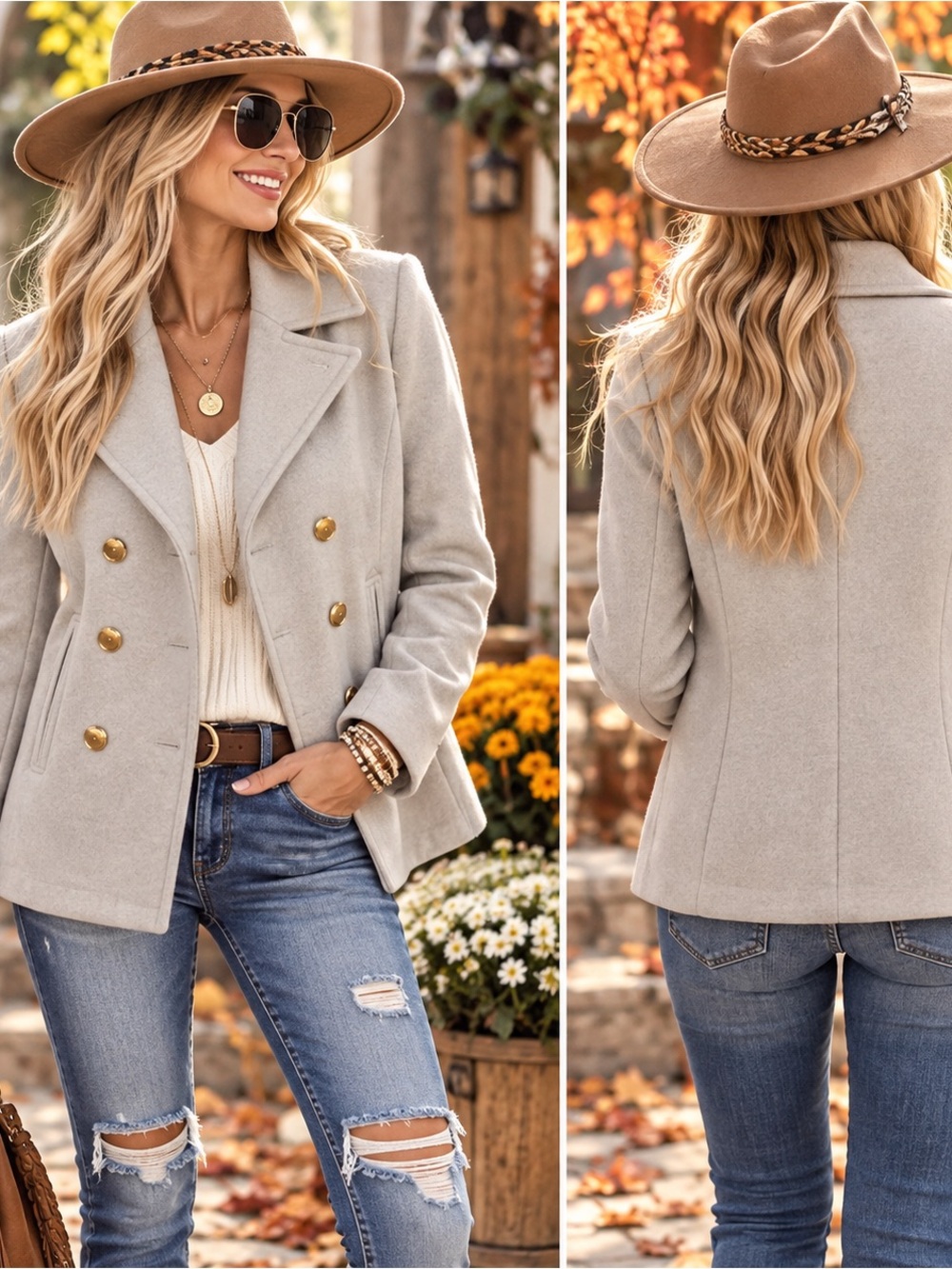 J. Crew Light Gray Double-Breasted Wool Cashmere Peacoat 8 - Picture 9 of 9
